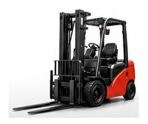 Red and black counterbalance forklift